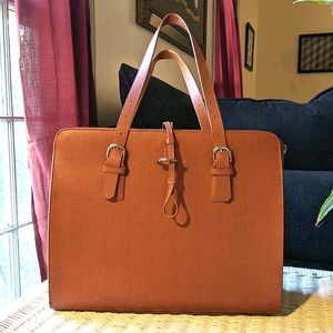Jack Georges Chestnut Genuine Leather Tote